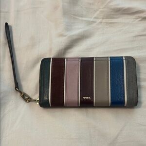 Fossil Striped Leather Wristlet